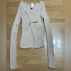 H&M Beige Ribbed Knit Sweater